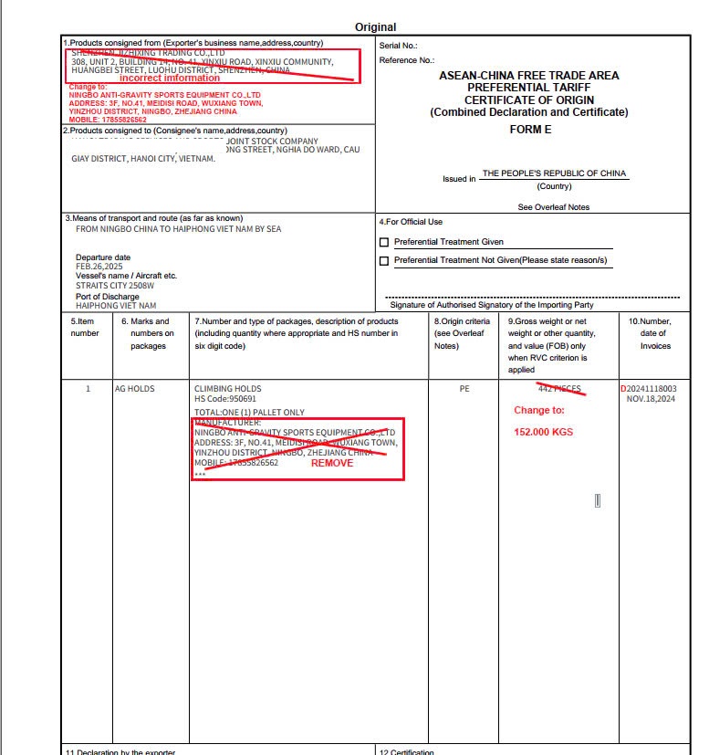 Vận chuyển đường biển nhập khẩu Trung Quốc - CO form E