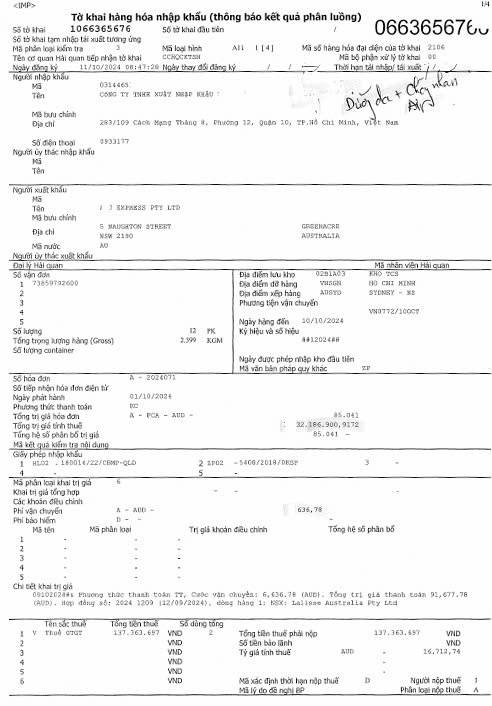 Bộ chứng từ nhập khẩu tham khảo do Indochina247 triển khai thực tiễn